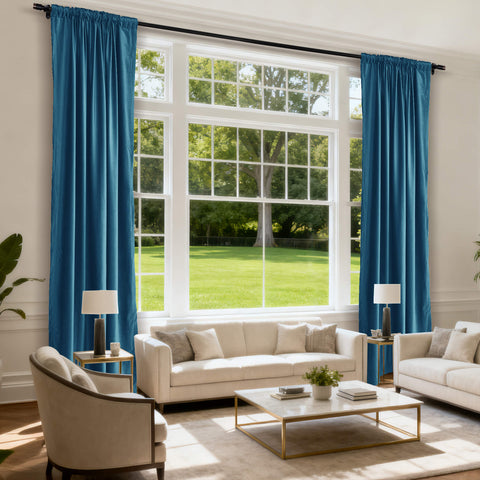 MJ11 Soft Soundproof Luxury Velvet Blackout Drapes Back Tab and Rod Pocket 2 In 1 (1 Panel)