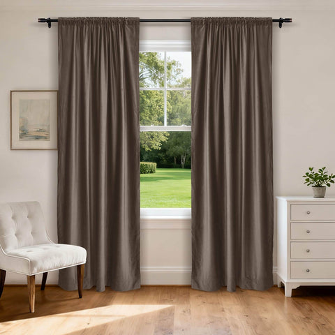 MJ11 Soft Soundproof Luxury Velvet Blackout Drapes Back Tab and Rod Pocket 2 In 1 - Cololeaf -- 107# Moss