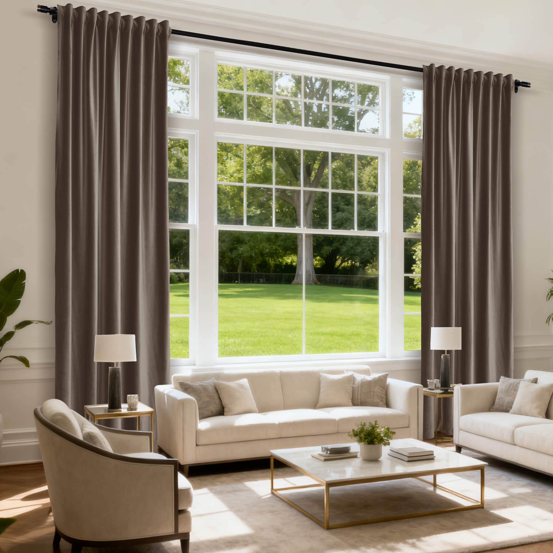 MJ11 Soft Soundproof Luxury Velvet Blackout Drapes Back Tab and Rod Pocket 2 In 1 - Cololeaf -- 107# Moss