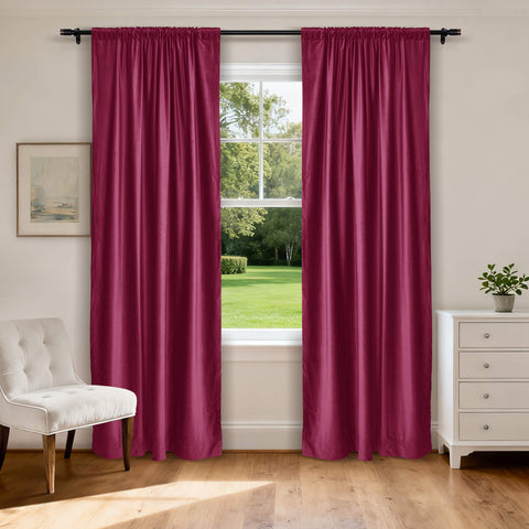 MJ11 Soft Soundproof Luxury Velvet Blackout Drapes Back Tab and Rod Pocket 2 In 1 (1 Panel)