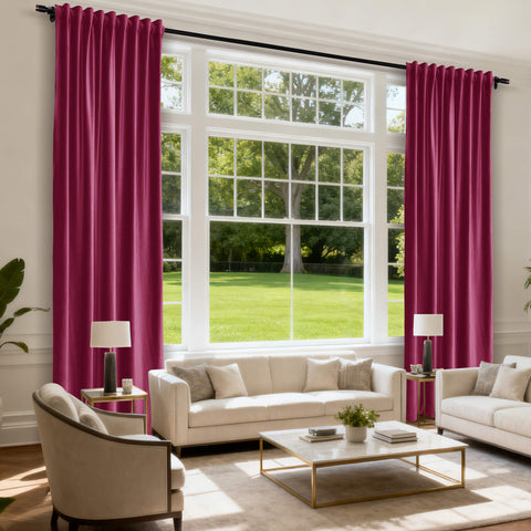 MJ11 Soft Soundproof Luxury Velvet Blackout Drapes Back Tab and Rod Pocket 2 In 1 (1 Panel)