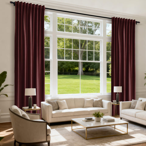 MJ11 Soft Soundproof Luxury Velvet Blackout Drapes Back Tab and Rod Pocket 2 In 1 (1 Panel)