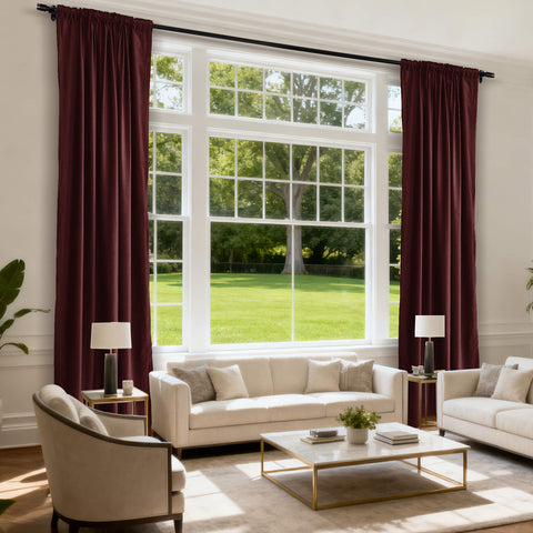 MJ11 Soft Soundproof Luxury Velvet Blackout Drapes Back Tab and Rod Pocket 2 In 1 (1 Panel)