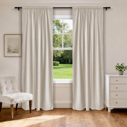 MJ11 Soft Soundproof Luxury Velvet Blackout Drapes Back Tab and Rod Pocket 2 In 1 - Cololeaf -- 2# Cashmere