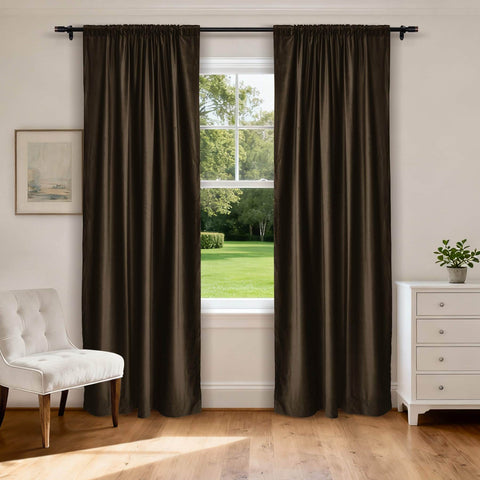 MJ11 Soft Soundproof Luxury Velvet Blackout Drapes Back Tab and Rod Pocket 2 In 1 - Cololeaf -- 107# Moss