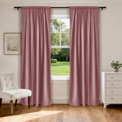 MJ11 Soft Soundproof Luxury Velvet Blackout Drapes Back Tab and Rod Pocket 2 In 1 (1 Panel)