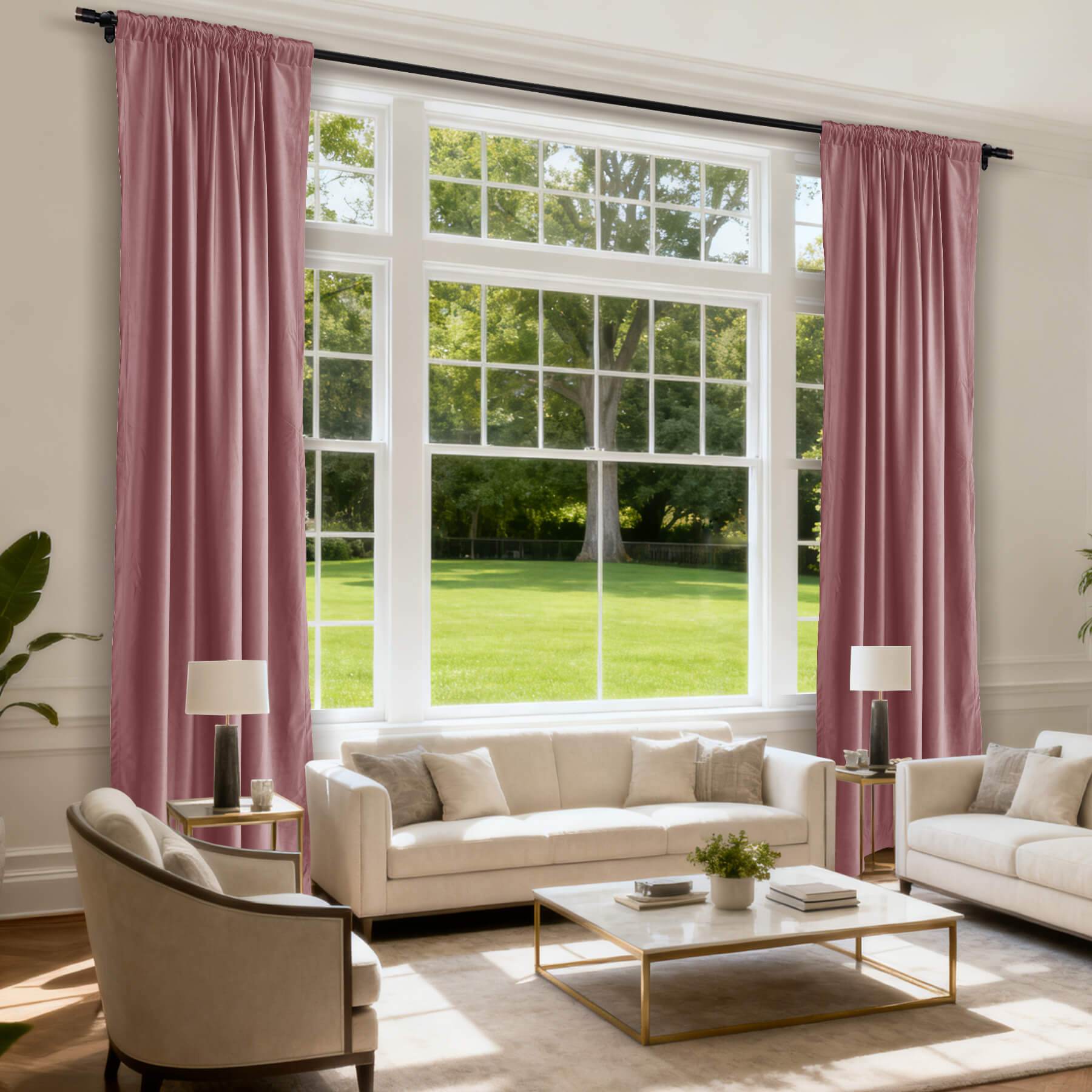 MJ11 Soft Soundproof Luxury Velvet Blackout Drapes Back Tab and Rod Pocket 2 In 1 - Cololeaf -- 107# Moss