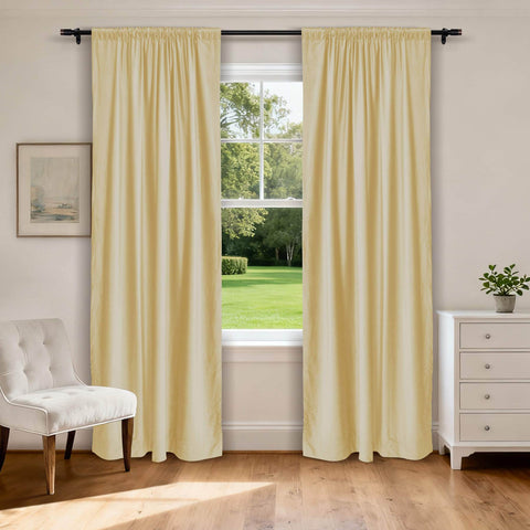 MJ11 Soft Soundproof Luxury Velvet Blackout Drapes Back Tab and Rod Pocket 2 In 1 - Cololeaf -- 3# Cream