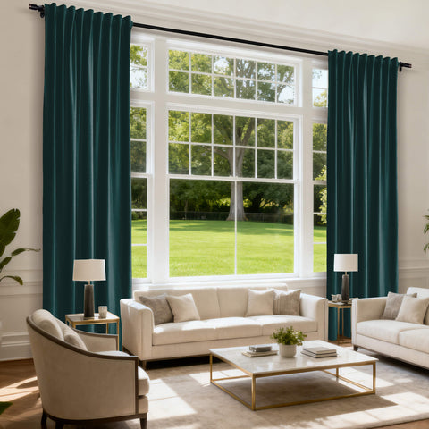 MJ11 Soft Soundproof Luxury Velvet Blackout Drapes Back Tab and Rod Pocket 2 In 1 (1 Panel)
