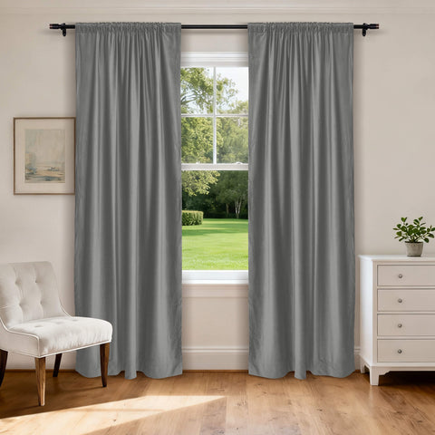 MJ11 Soft Soundproof Luxury Velvet Blackout Drapes Back Tab and Rod Pocket 2 In 1 (1 Panel)
