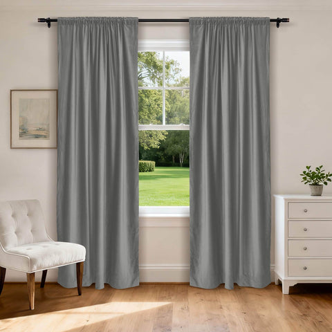 MJ11 Soft Soundproof Luxury Velvet Blackout Drapes Back Tab and Rod Pocket 2 In 1 - Cololeaf -- 107# Moss