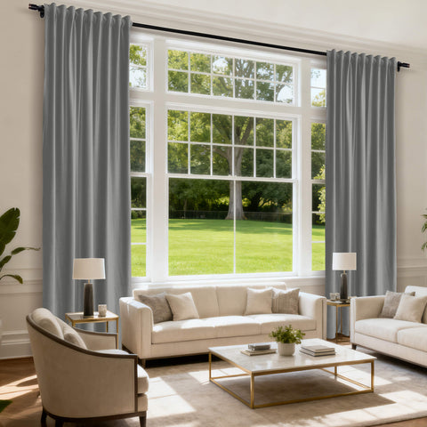 MJ11 Soft Soundproof Luxury Velvet Blackout Drapes Back Tab and Rod Pocket 2 In 1 (1 Panel)