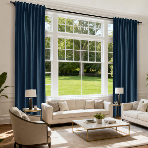 MJ11 Soft Soundproof Luxury Velvet Blackout Drapes Back Tab and Rod Pocket 2 In 1 (1 Panel)