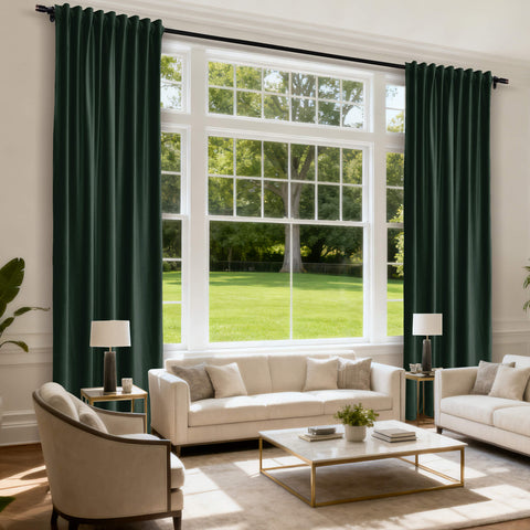 MJ11 Soft Soundproof Luxury Velvet Blackout Drapes Back Tab and Rod Pocket 2 In 1 (1 Panel)