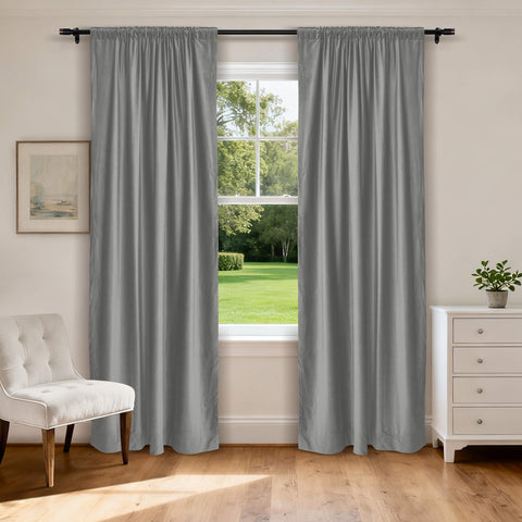 MJ11 Soft Soundproof Luxury Velvet Blackout Drapes Back Tab and Rod Pocket 2 In 1 (1 Panel)