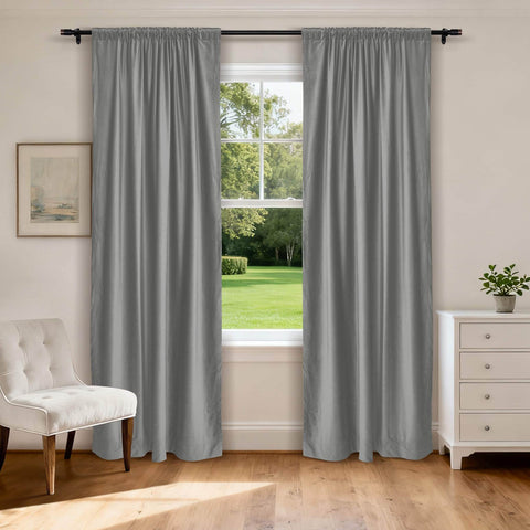 MJ11 Soft Soundproof Luxury Velvet Blackout Drapes Back Tab and Rod Pocket 2 In 1 - Cololeaf -- 107# Moss