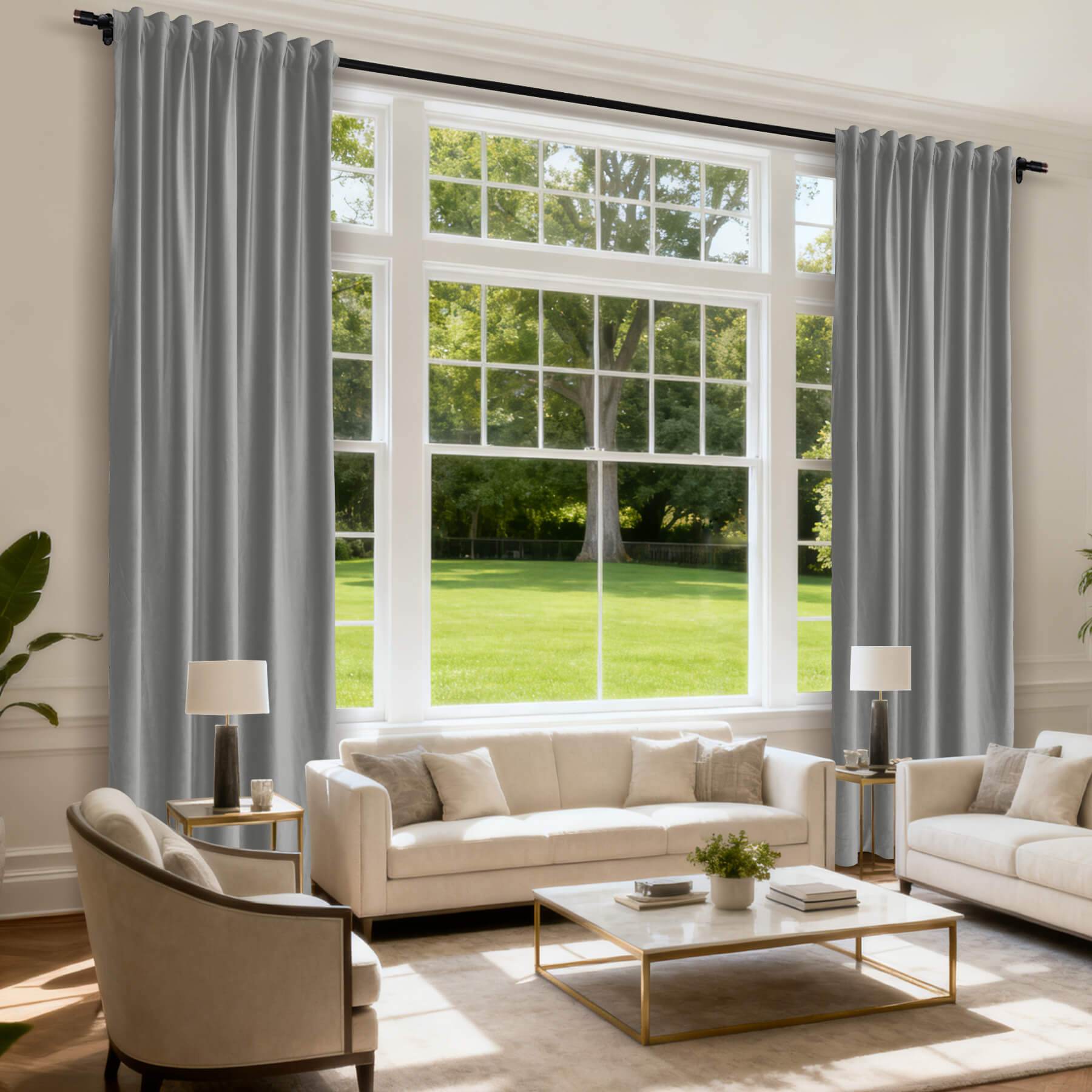 MJ11 Soft Soundproof Luxury Velvet Blackout Drapes Back Tab and Rod Pocket 2 In 1 - Cololeaf -- 107# Moss
