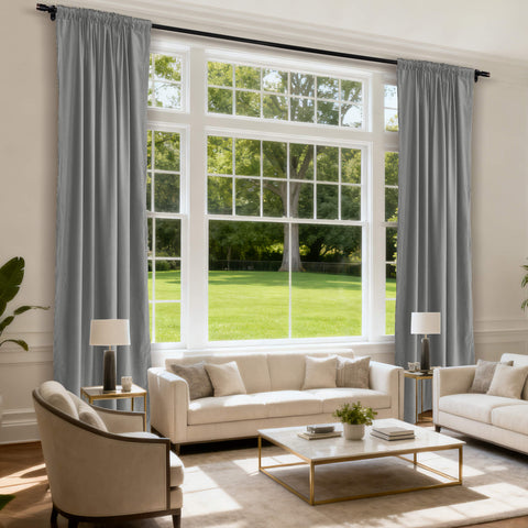 MJ11 Soft Soundproof Luxury Velvet Blackout Drapes Back Tab and Rod Pocket 2 In 1 (1 Panel)
