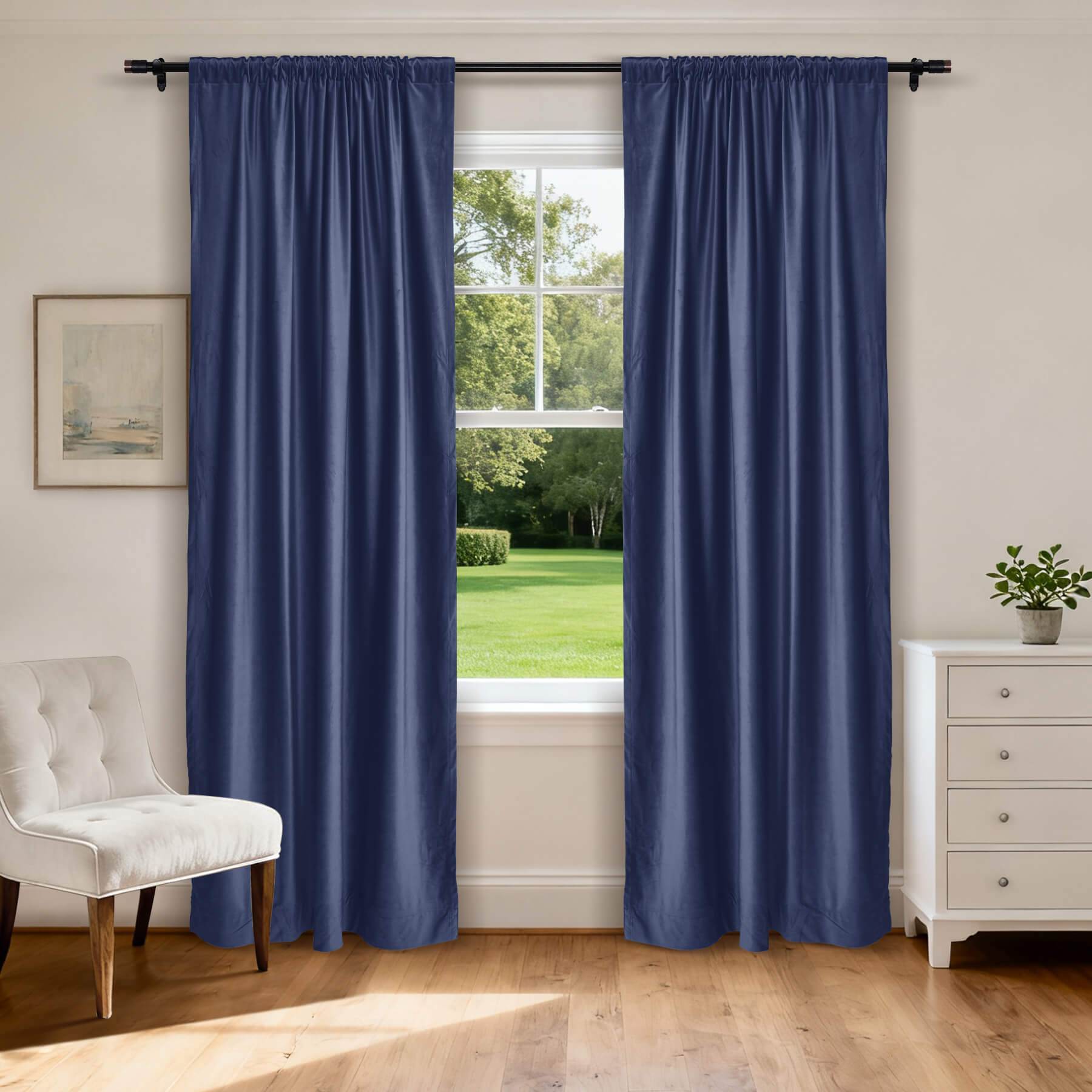 MJ11 Soft Soundproof Luxury Velvet Blackout Drapes Back Tab and Rod Pocket 2 In 1 - Cololeaf -- 107# Moss