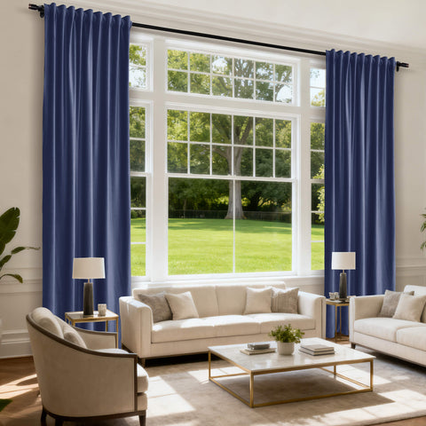 MJ11 Soft Soundproof Luxury Velvet Blackout Drapes Back Tab and Rod Pocket 2 In 1 (1 Panel)