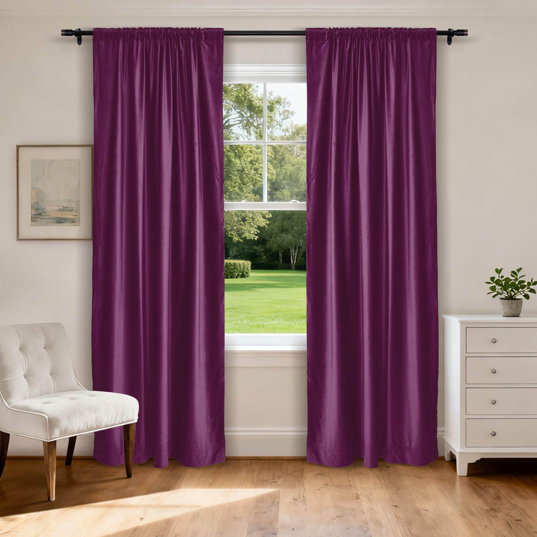 MJ11 Soft Soundproof Luxury Velvet Blackout Drapes Back Tab and Rod Pocket 2 In 1 - Cololeaf -- 107# Moss