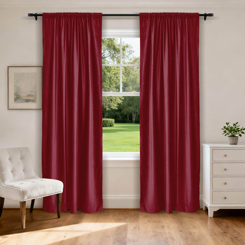 MJ11 Soft Soundproof Luxury Velvet Blackout Drapes Back Tab and Rod Pocket 2 In 1 - Cololeaf -- 43# Raspberry Red