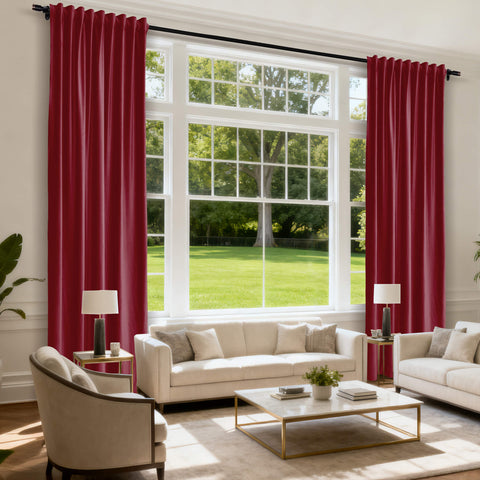 MJ11 Soft Soundproof Luxury Velvet Blackout Drapes Back Tab and Rod Pocket 2 In 1 (1 Panel)