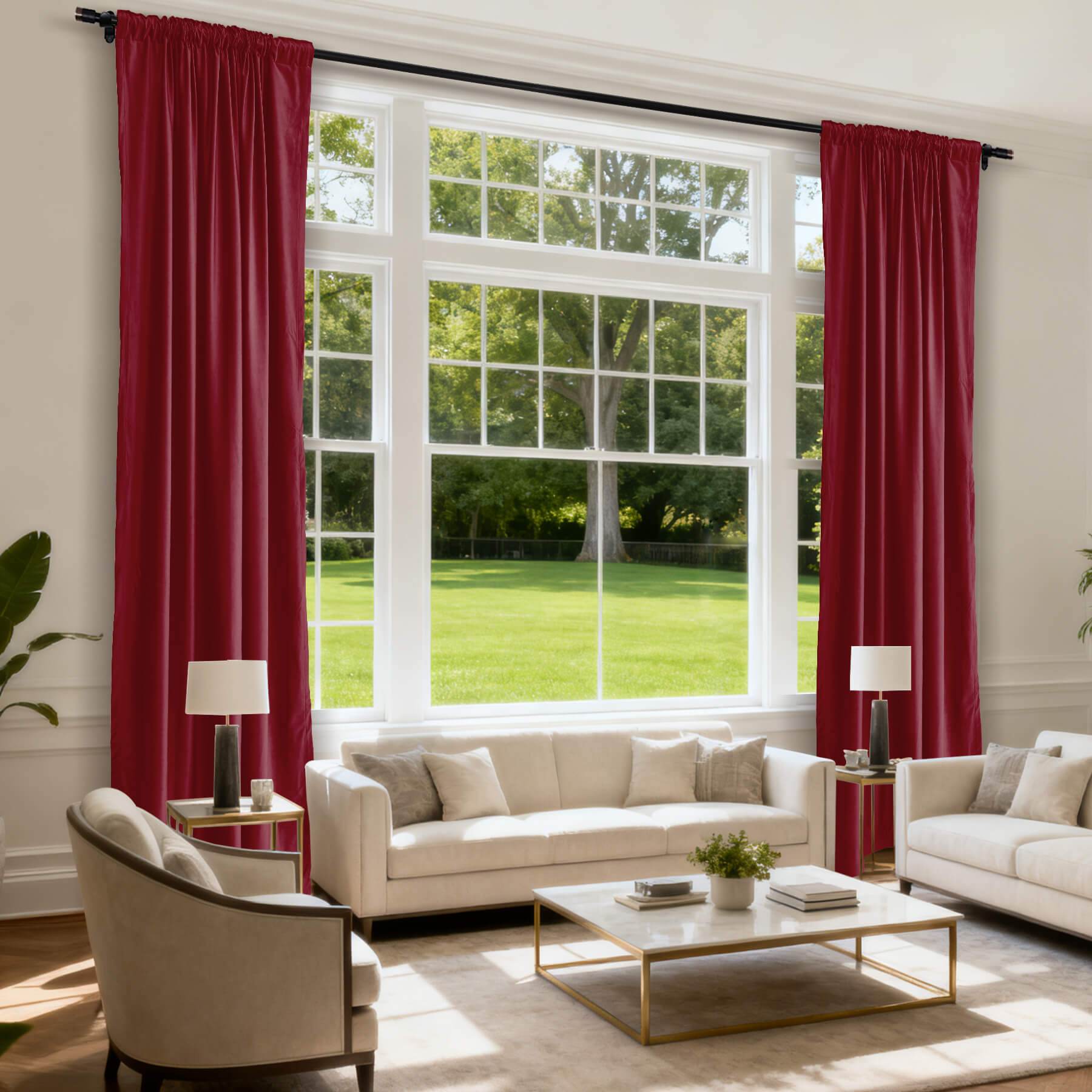 MJ11 Soft Soundproof Luxury Velvet Blackout Drapes Back Tab and Rod Pocket 2 In 1 - Cololeaf -- 107# Moss