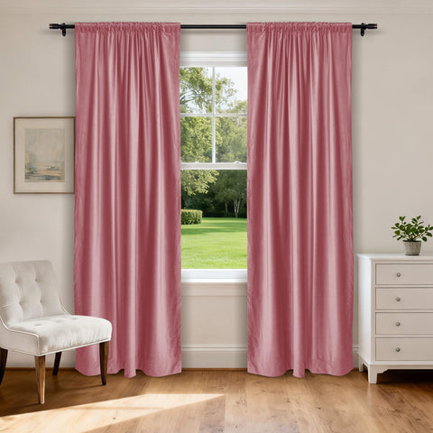 MJ11 Soft Soundproof Luxury Velvet Blackout Drapes Back Tab and Rod Pocket 2 In 1 (1 Panel)
