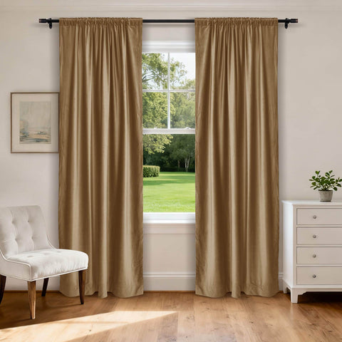 MJ11 Soft Soundproof Luxury Velvet Blackout Drapes Back Tab and Rod Pocket 2 In 1 - Cololeaf -- 15# Sable