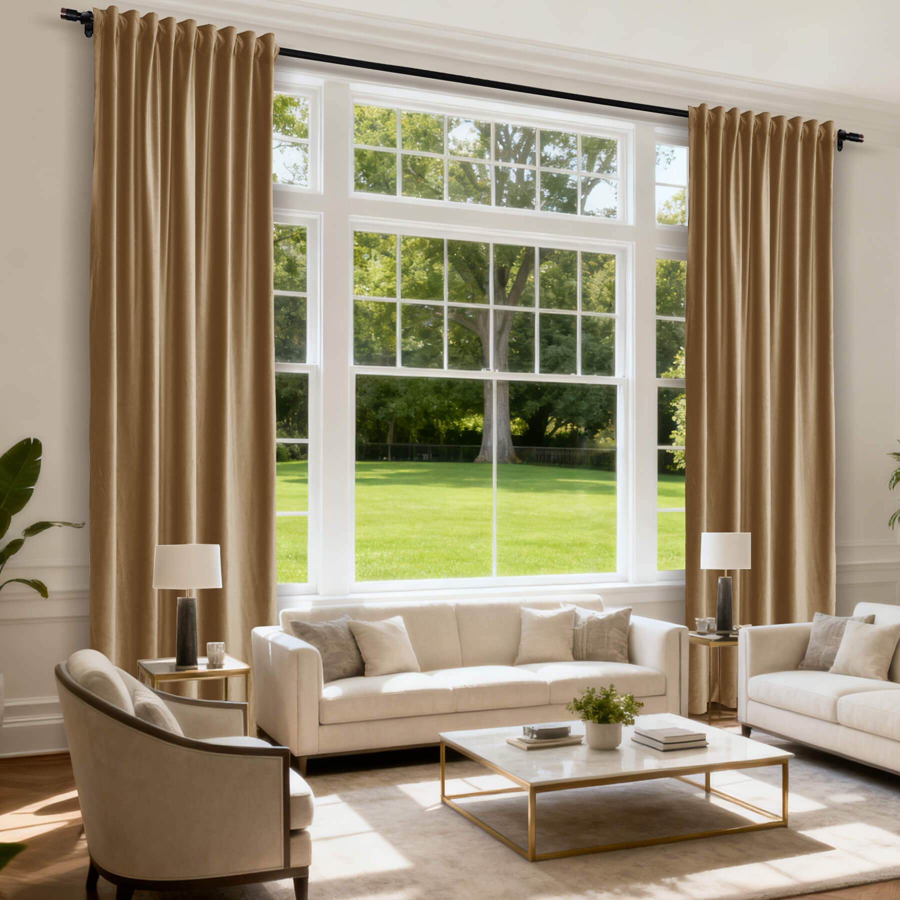 MJ11 Soft Soundproof Luxury Velvet Blackout Drapes Back Tab and Rod Pocket 2 In 1 - Cololeaf -- 107# Moss