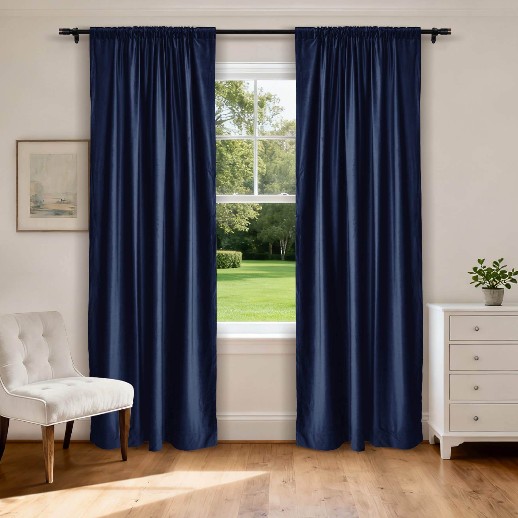 MJ11 Soft Soundproof Luxury Velvet Blackout Drapes Back Tab and Rod Pocket 2 In 1 - Cololeaf -- 107# Moss