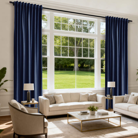 MJ11 Soft Soundproof Luxury Velvet Blackout Drapes Back Tab and Rod Pocket 2 In 1 (1 Panel)