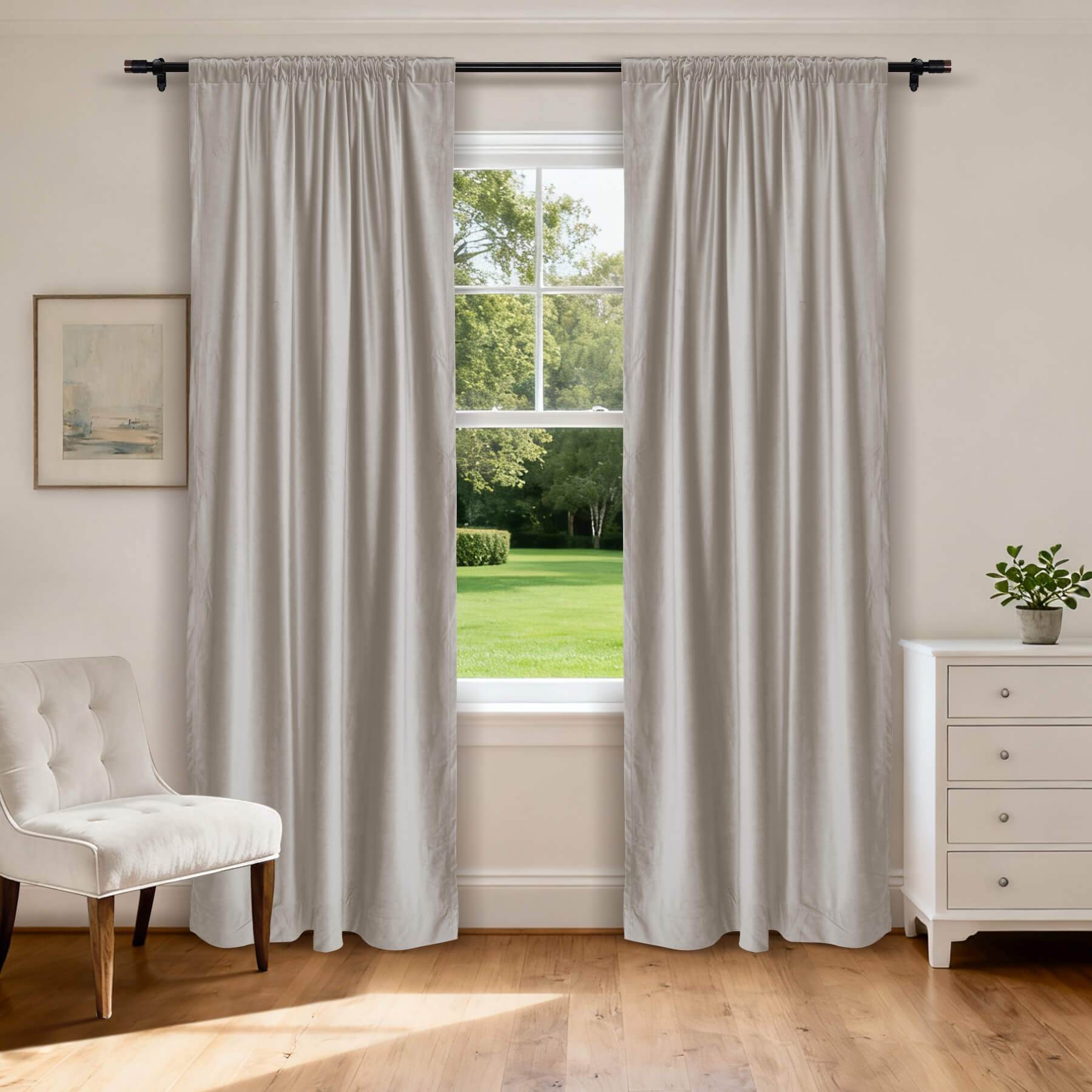 MJ11 Soft Soundproof Luxury Velvet Blackout Drapes Back Tab and Rod Pocket 2 In 1 - Cololeaf -- 107# Moss