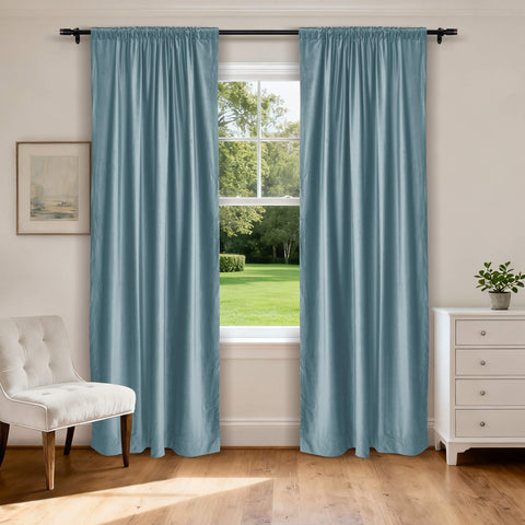 MJ11 Soft Soundproof Luxury Velvet Blackout Drapes Back Tab and Rod Pocket 2 In 1 (1 Panel)