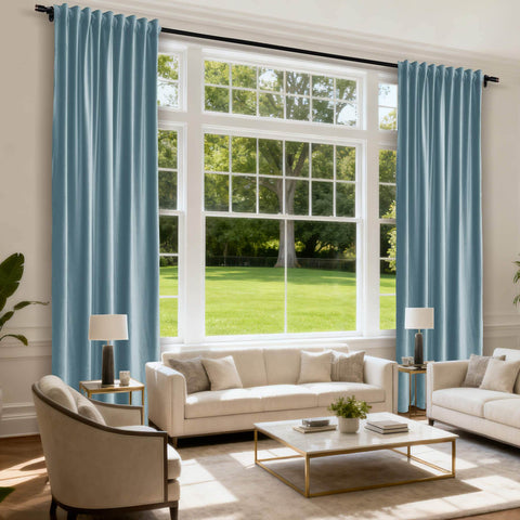 MJ11 Soft Soundproof Luxury Velvet Blackout Drapes Back Tab and Rod Pocket 2 In 1 - Cololeaf -- 107# Moss