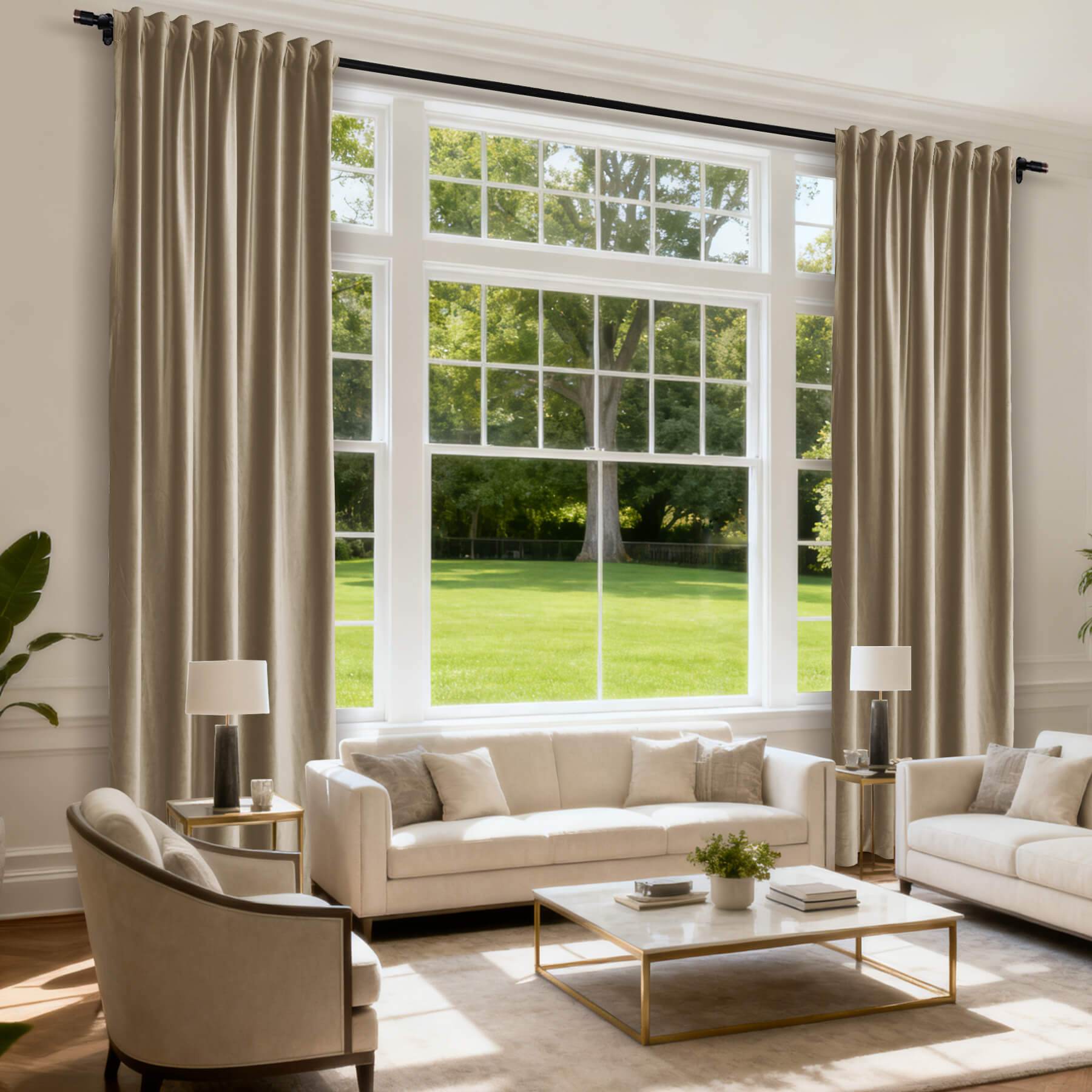 MJ11 Soft Soundproof Luxury Velvet Blackout Drapes Back Tab and Rod Pocket 2 In 1 - Cololeaf -- 107# Moss