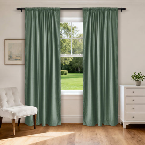MJ11 Soft Soundproof Luxury Velvet Blackout Drapes Back Tab and Rod Pocket 2 In 1 (1 Panel)