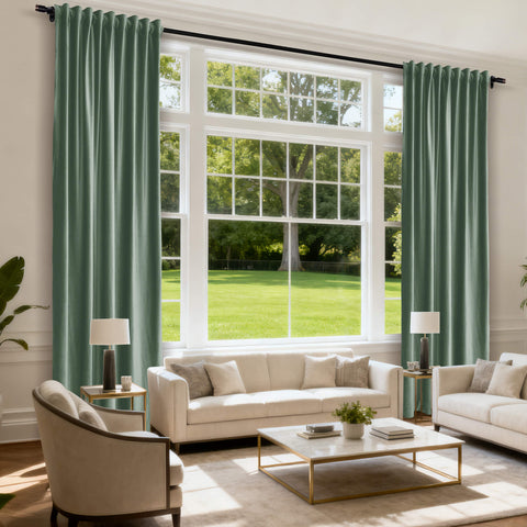 MJ11 Soft Soundproof Luxury Velvet Blackout Drapes Back Tab and Rod Pocket 2 In 1 (1 Panel)