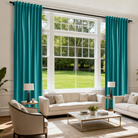 MJ11 Soft Soundproof Luxury Velvet Blackout Drapes Back Tab and Rod Pocket 2 In 1 (1 Panel)
