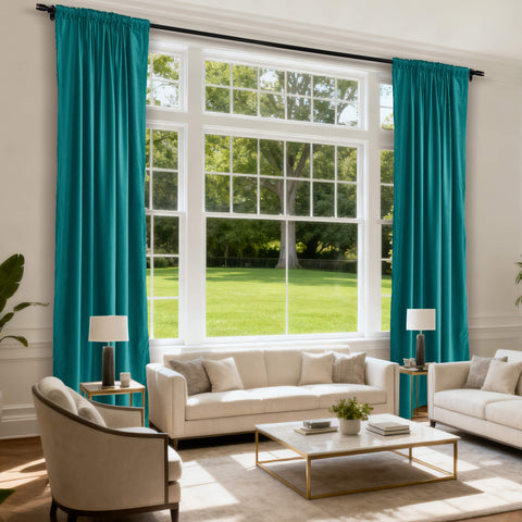 MJ11 Soft Soundproof Luxury Velvet Blackout Drapes Back Tab and Rod Pocket 2 In 1 (1 Panel)