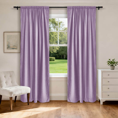 MJ11 Soft Soundproof Luxury Velvet Blackout Drapes Back Tab and Rod Pocket 2 In 1 - Cololeaf -- 32# Violet
