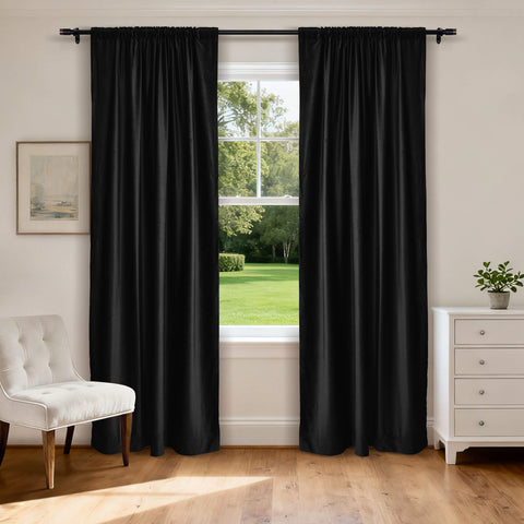 MJ11 Soft Soundproof Luxury Velvet Blackout Drapes Back Tab and Rod Pocket 2 In 1 (1 Panel)
