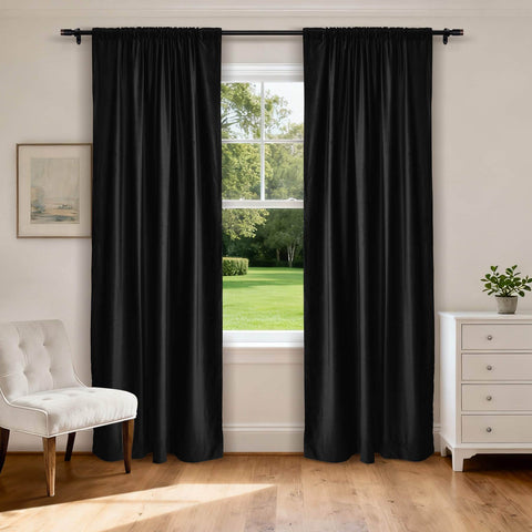 MJ11 Soft Soundproof Luxury Velvet Blackout Drapes Back Tab and Rod Pocket 2 In 1 - Cololeaf -- 107# Moss