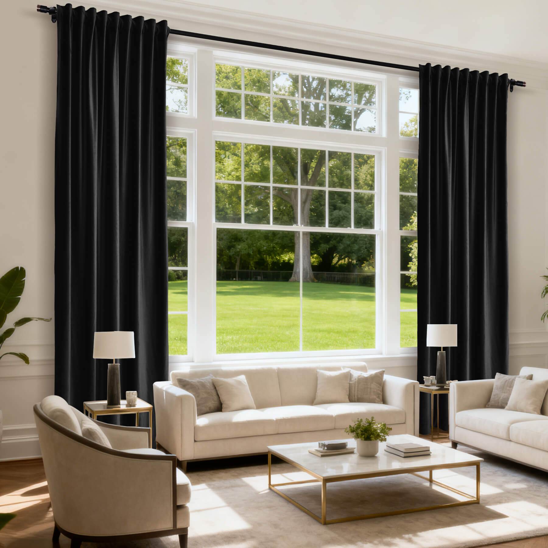 MJ11 Soft Soundproof Luxury Velvet Blackout Drapes Back Tab and Rod Pocket 2 In 1 - Cololeaf -- 107# Moss