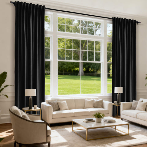 MJ11 Soft Soundproof Luxury Velvet Blackout Drapes Back Tab and Rod Pocket 2 In 1 (1 Panel)
