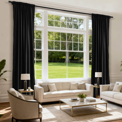 MJ11 Soft Soundproof Luxury Velvet Blackout Drapes Back Tab and Rod Pocket 2 In 1 - Cololeaf -- 107# Moss