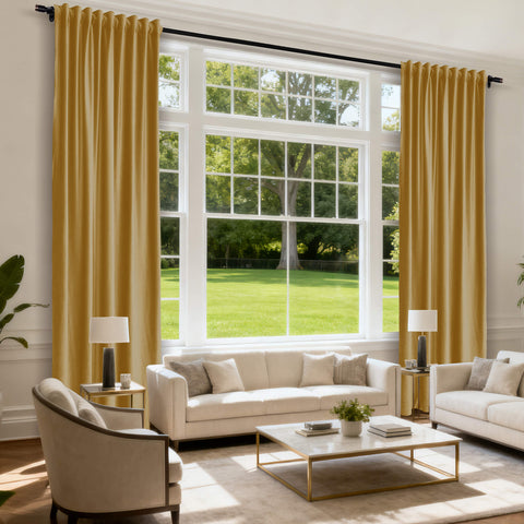 MJ11 Soft Soundproof Luxury Velvet Blackout Drapes Back Tab and Rod Pocket 2 In 1 (1 Panel)