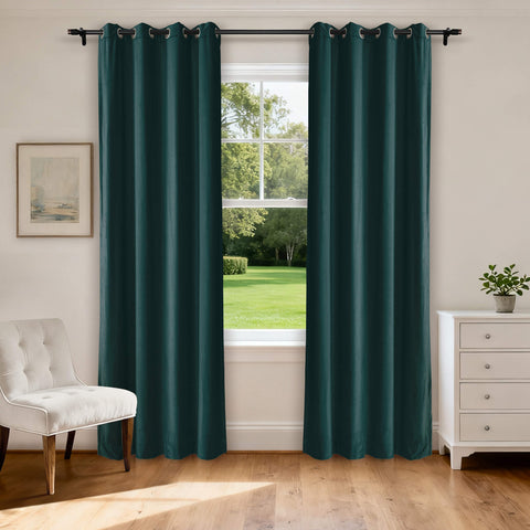 MJ11 Soft Velvet Blackout Drapes For Living Room Bedroom Grommet 1 Panel
