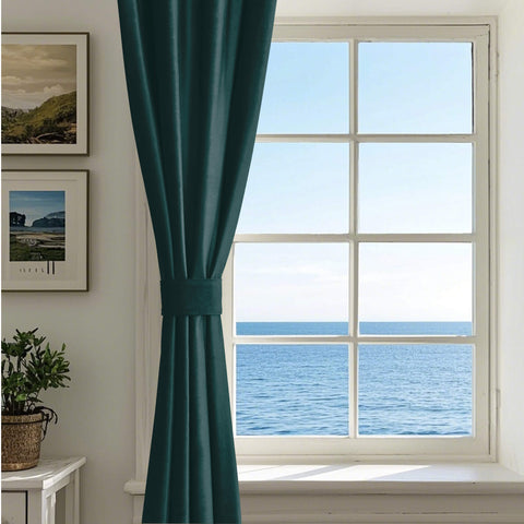 MJ11 Soft Velvet Blackout Drapes For Living Room Bedroom Grommet 1 Panel